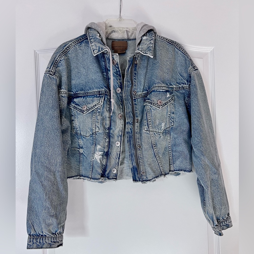 American Eagle Hooded Jean Jacket